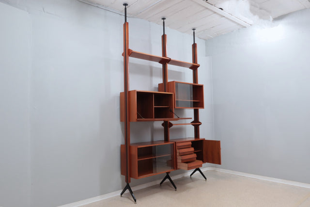 Mid century modular teak bookcase AV Arredamenti 1960s
