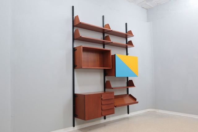 Mid century modular wall teak bookcase 1950s