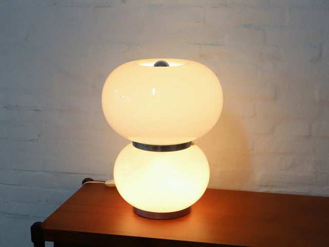 Murano pulegoso glass double shade table lamp Mazzega 1970s