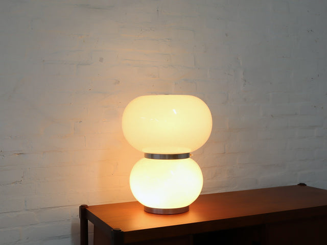 Murano pulegoso glass double shade table lamp Mazzega 1970s
