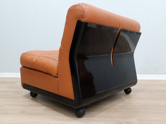 Amanta leather armchairs Cognac-Leder restauriert fauteuils vintage Mario Bellini C&B Italia 1960s