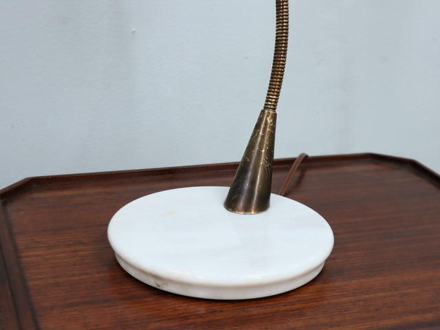 Oscar Torlasco for Lumen rare 1950s Italian table lamp in brass and marble