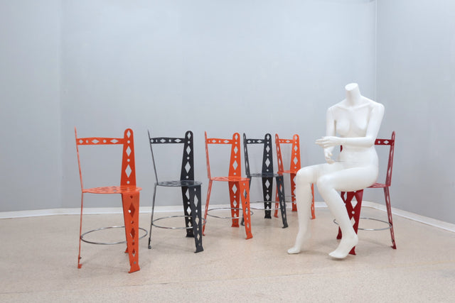 Post modern set of 6 lacquered metal chairs ARTIFORT 2000s