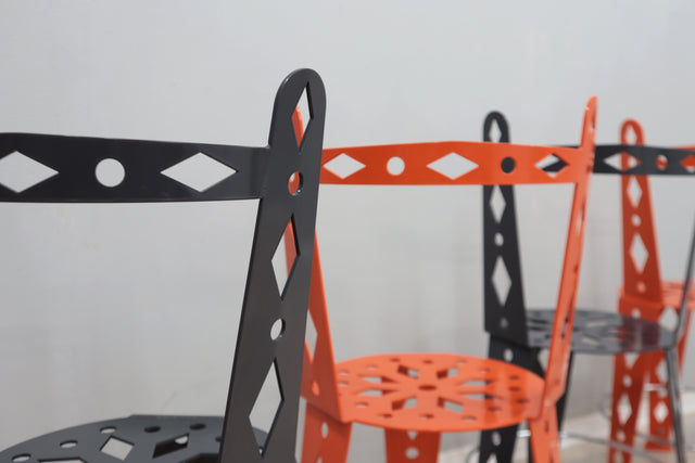 Post modern set of 6 lacquered metal chairs ARTIFORT 2000s