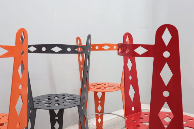 Post modern set of 6 lacquered metal chairs ARTIFORT 2000s
