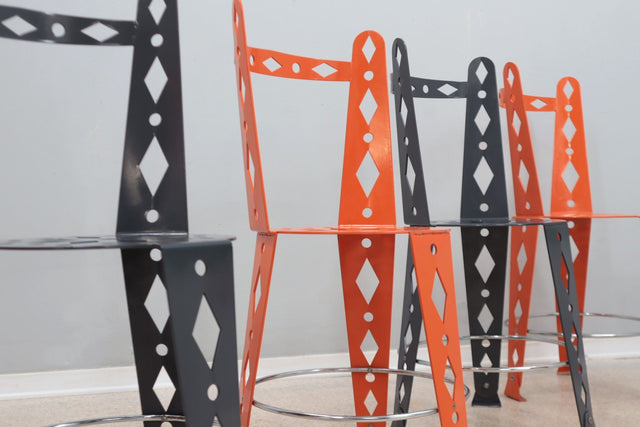 Post modern set of 6 lacquered metal chairs ARTIFORT 2000s