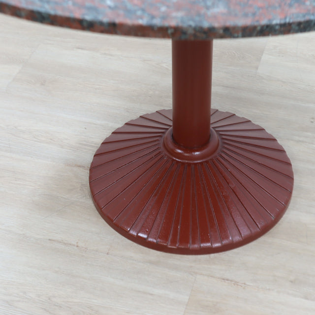 Peter Noever dining table, Zanotta red granite table, 1979 Postmodern marble table, round pedestal dining table