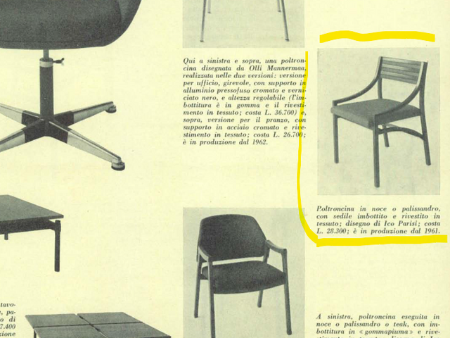 Set of 6 model 110 dining chairs Ico Parisi for Cassina, 1960s