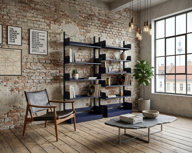 Restored Congresso modular metal bookcase LIPS VAGO 1970s, set of 2