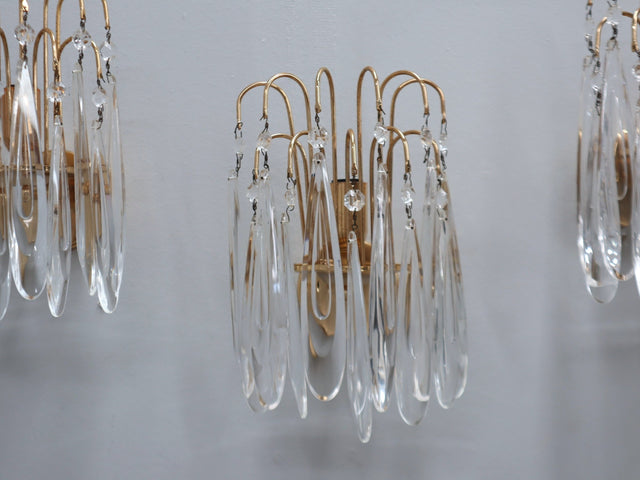 Set of 4 vintage Murano teardrop glass wall sconces 1980s