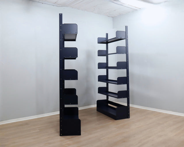 Vintage 1970s "Congresso" industrial metal bookcase by Lips Vago in rare bluette / Étagère modulable / Congresso Regal / Estantería azul