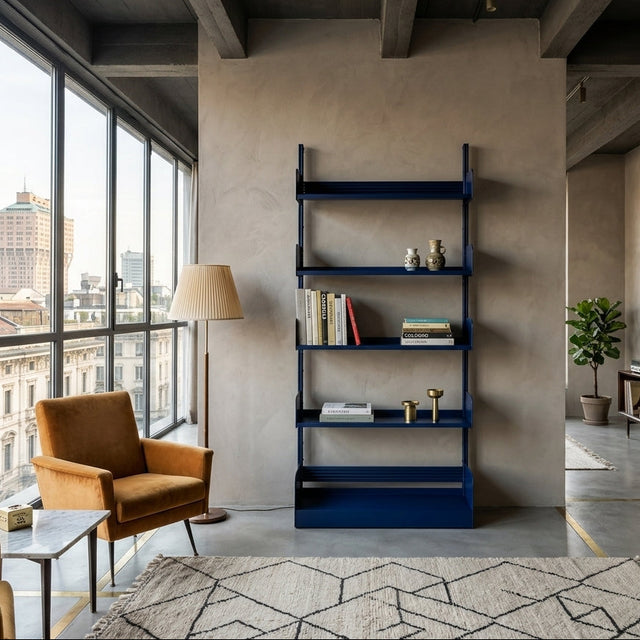 Vintage 1970s "Congresso" industrial metal bookcase by Lips Vago in rare bluette / Étagère modulable / Congresso Regal / EstanterÃa azul