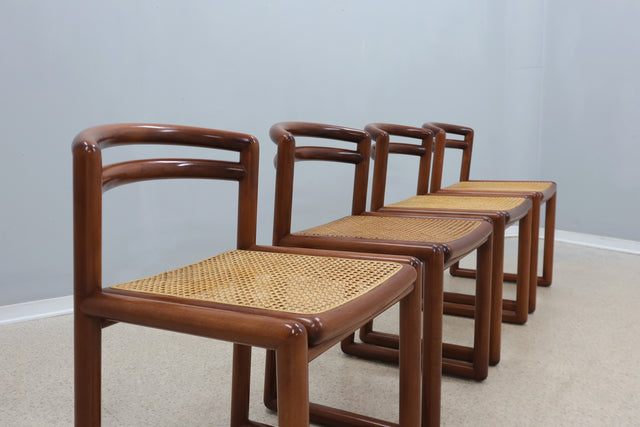 Vienna Straw curved wood chairs 1970s, set of 4