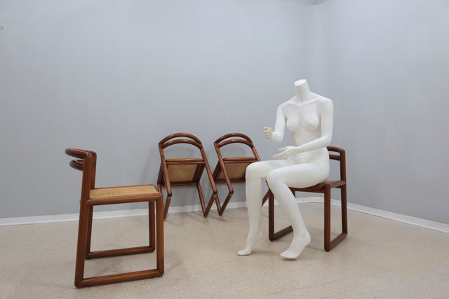 Vienna Straw curved wood chairs 1970s, set of 4