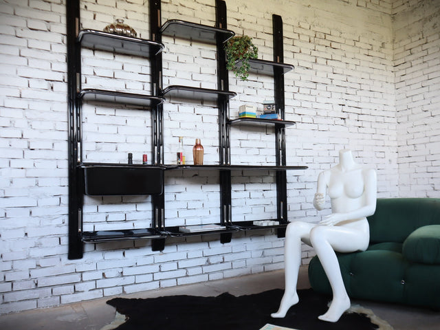 Vintage ABS plastic modular bookcase with bar SAPORITI 1970s