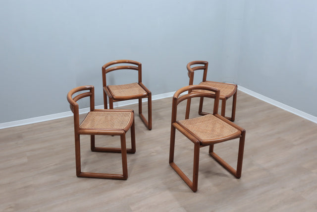 Vintage curved design Vienna straw dining chairs 1970s