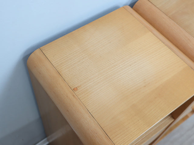 Pair of tall vintage birch wood bedside tables / entryway console 1970s