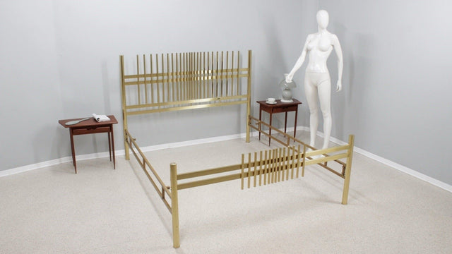 Vintage golden brass bed FRIGERIO 1970s