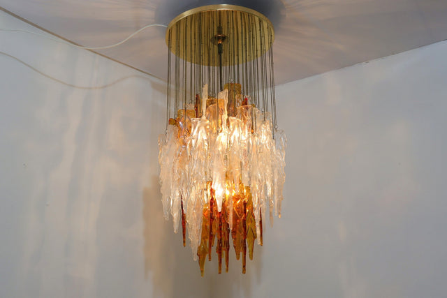 Murano glass chandelier cascade MAZZEGA 1970s