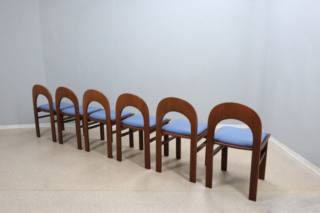A. Caraceni for Tagliabue 6 curved wood dining chairs 1970s