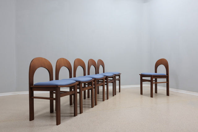 A. Caraceni for Tagliabue 6 curved wood dining chairs 1970s
