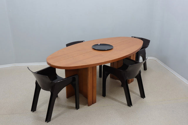 Vintage elliptical design folding console 1980s