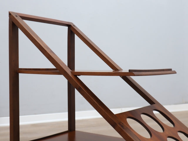 Carrello Bar Vintage 70s Legno Geometria Asimmetrica. Mid-Century Modern Trolley Wood Bar Cart Chariot de Service Bois.