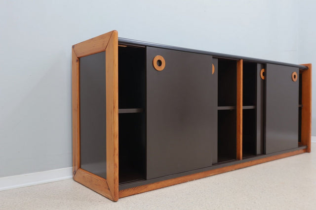 Vintage postmodern laminate and wood sideboard 1970s