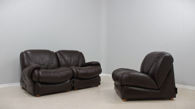 Vintage modular leather sofa 1970s