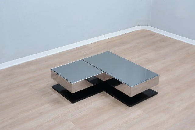 Vintage mirror glass coffee table NY FORM 1960s