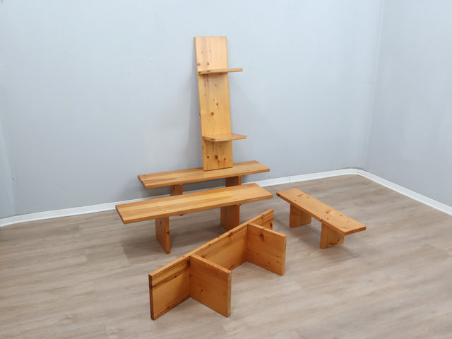 Versatile Ideal Form modular vintage bookcase 70er Jahre modulares Bücherregal avec étagères modulables