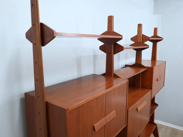 Libreria Modulare Teak Anni '60. Italian Mid-Century Teak Bookcase modulaire vintage design italien
