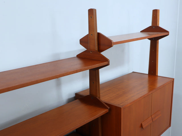 Libreria Modulare Teak Anni '60. Italian Mid-Century Teak Bookcase modulaire vintage design italien