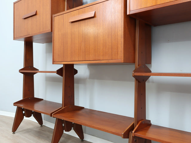 Libreria Modulare Teak Anni '60. Italian Mid-Century Teak Bookcase modulaire vintage design italien