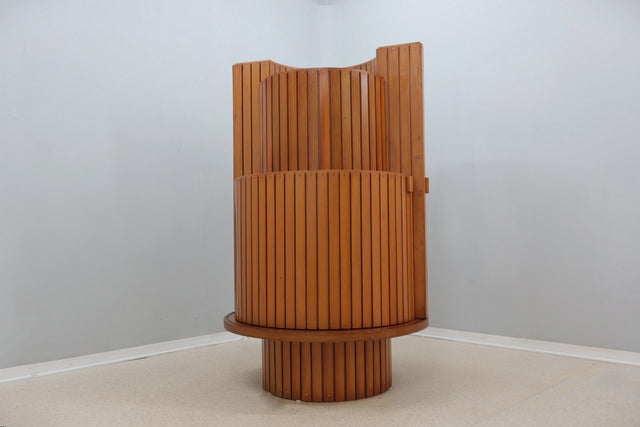 Revolving round coat hanger in walnut, Italy 1970s