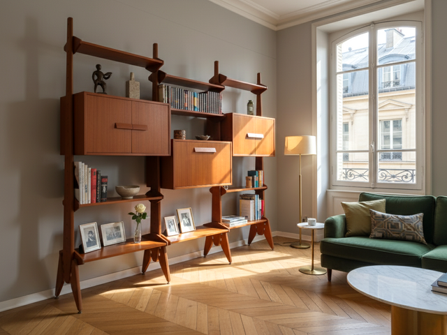 Libreria Modulare Teak Anni '60. Italian Mid-Century Teak Bookcase modulaire vintage design italien