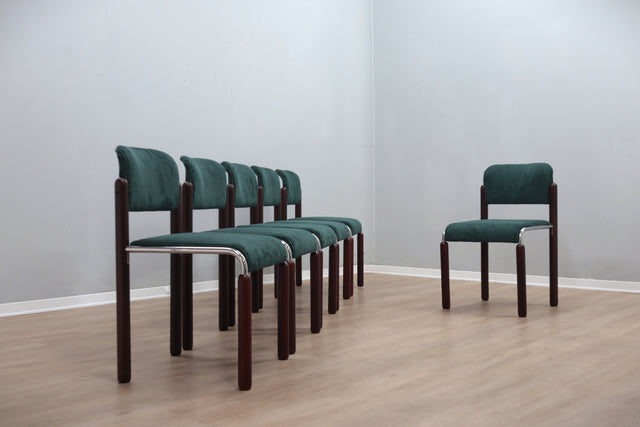 Vintage chrome and wood tubular chairs 1970s