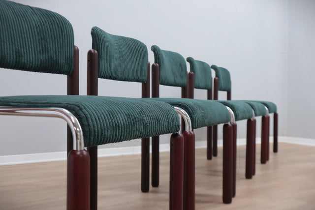 Vintage chrome and wood tubular chairs 1970s