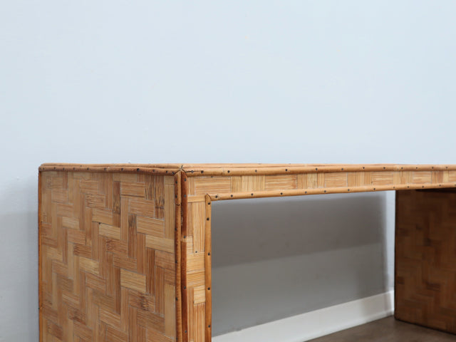 Vivai del Sud Anni '70 Bamboo & Rattan Bench bambou rotin banc Italian Minimalist Design