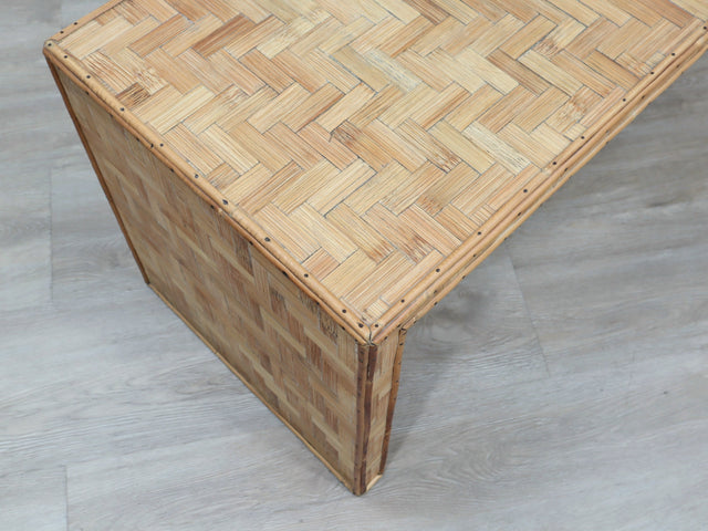 Vivai del Sud Anni '70 Bamboo & Rattan Bench bambou rotin banc Italian Minimalist Design