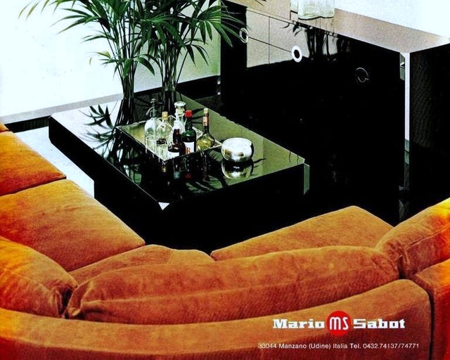 Mario Sabot dark brown laminate & chrome small sideboard 1970s