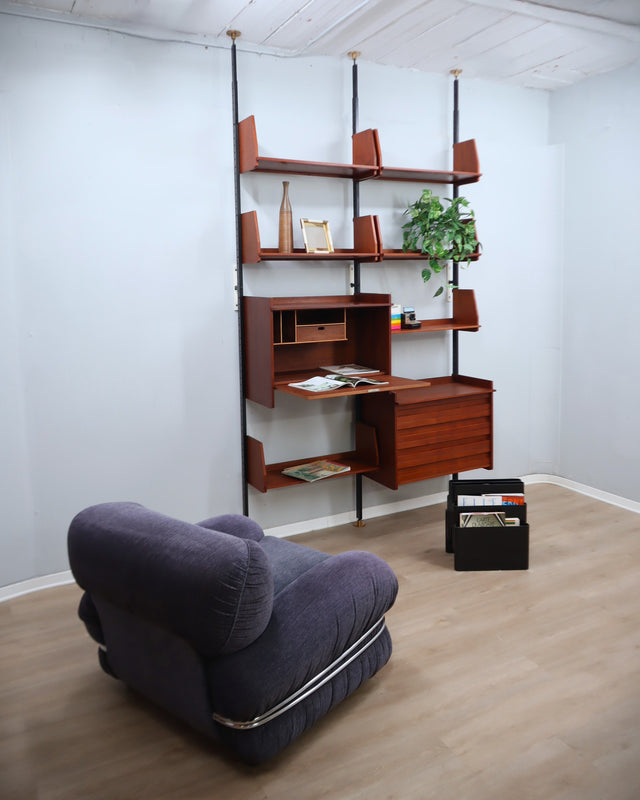 Vintage-Möbel zu verkaufen: Meuble mural italien design (mid century italian furniture). Vintage teak bookcase (Italienisches Teak Regalsystem) perfetto per il tuo interior design furniture e Retro Home Furniture