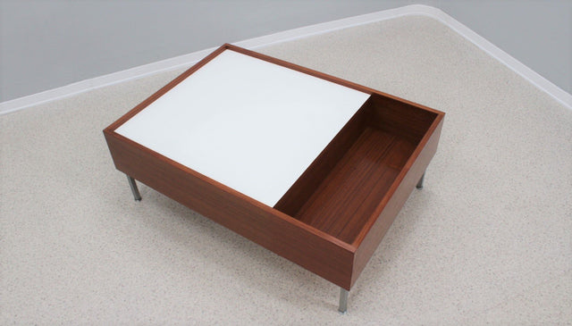 Saporiti teak coffee table with bar 1950s