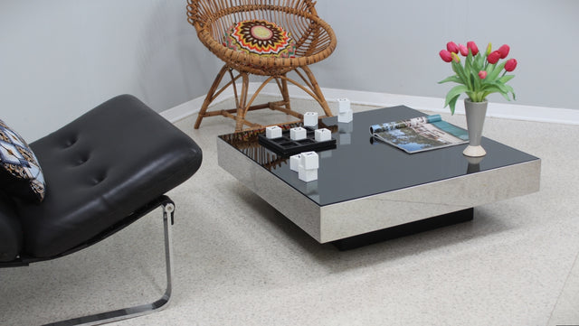 Mirrored glass coffee table NY FORM 1960s