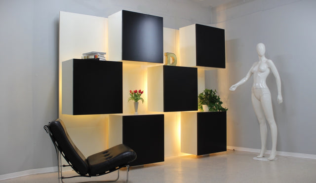 Backlit Bookcase Roberto Monsani for Acerbis 1970s