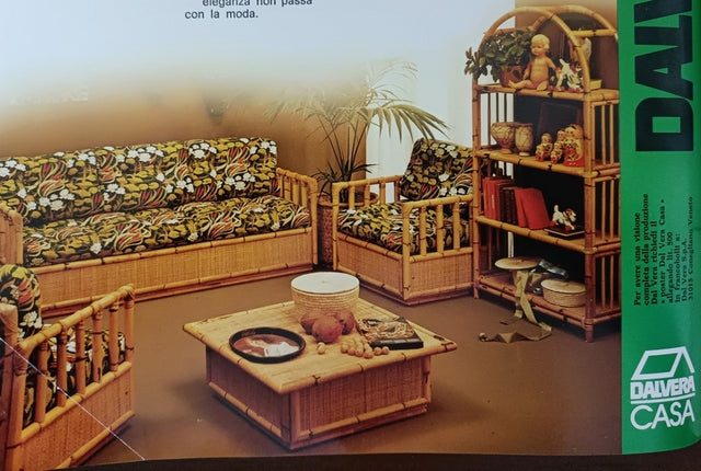 Vintage rattan coffee table Dal Vera 1960s