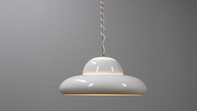 White Fior di Loto hanging lamp Afra Tobia ScarpaFLOS 1960s