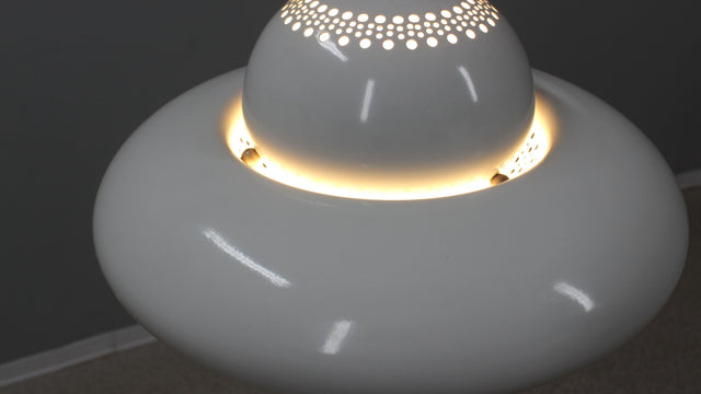 White Fior di Loto hanging lamp Afra Tobia ScarpaFLOS 1960s