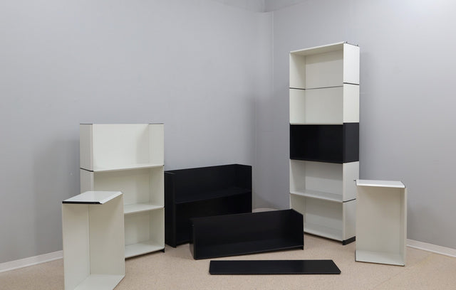 Vintage modular sheet-metal bookshelf B&B 1970s