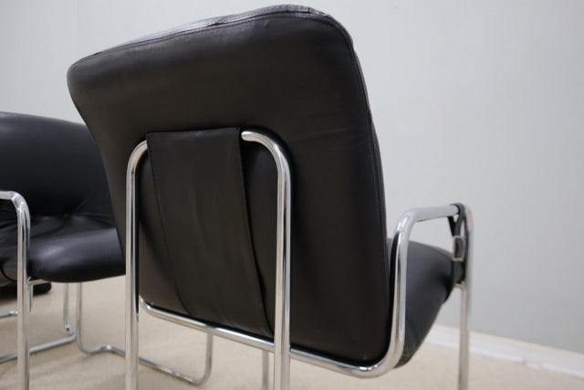 Vintage leather dining chairs Guido Faleschini 1970s